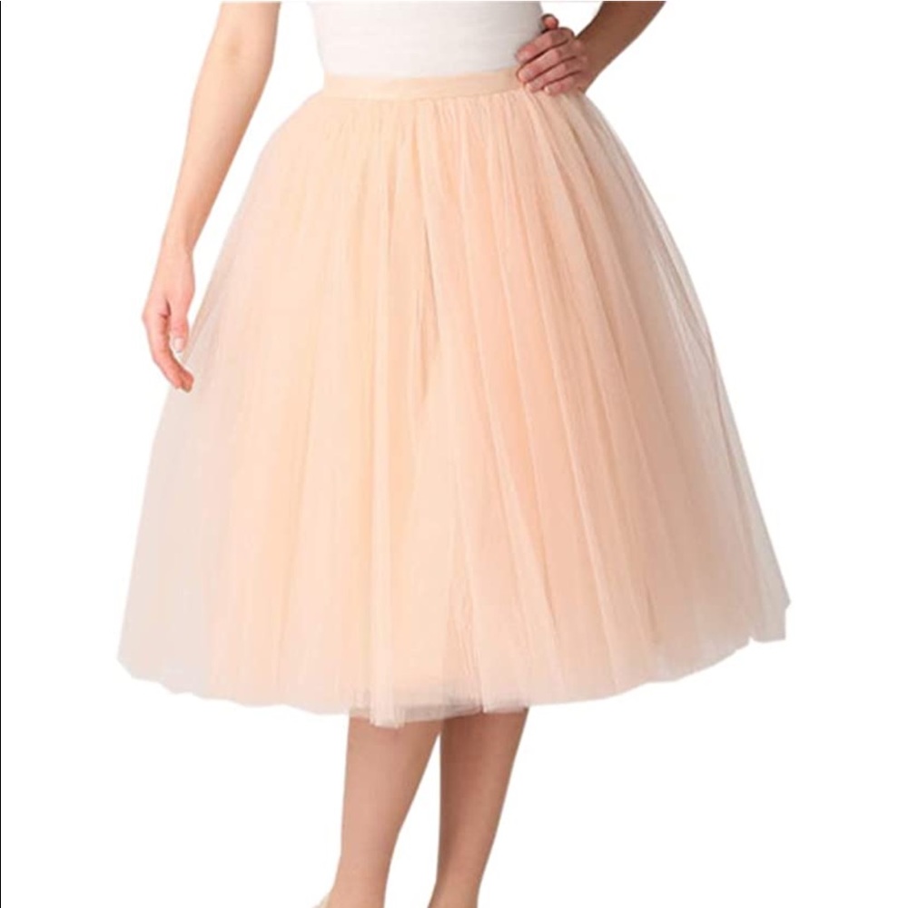 Lislong tea length 5 layer tulle A - line skirt